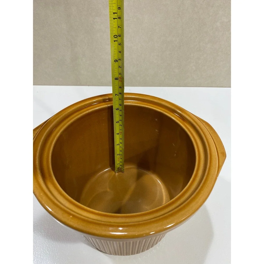 Vintage Rival Jackson Crock Pot Replacement Insert 1-1 Harvest Gold Ribbed Lid
